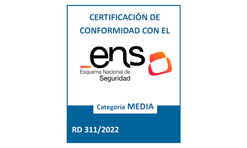 Imagen del certificado de conformidad con el ENS Nivel Medio